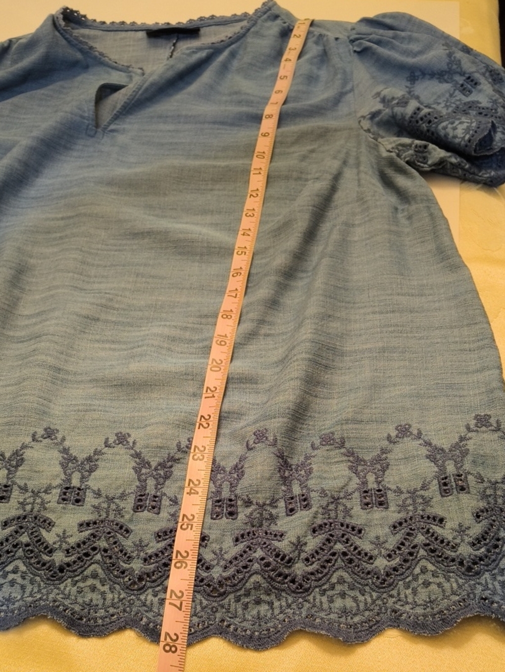 Lane Bryant Dusty Blue Embroidered V-Neck Top - Picture 11 of 11
